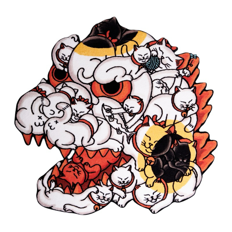 奧司玩具OFF ART x 彫壬百貓紅蓮地毯哥吉拉godzilla 貓咪紅蓮地墊浮世