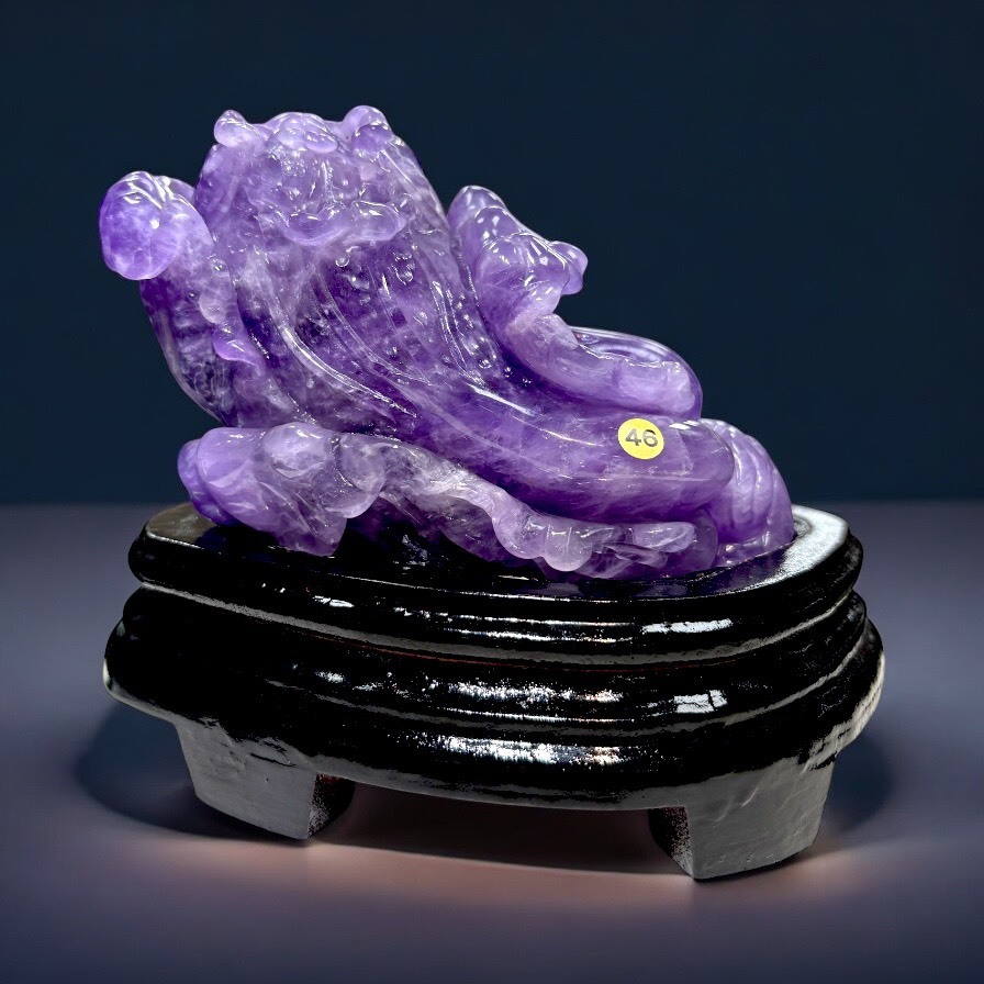 紫水晶　白菜　置物 尋寶家水晶】紫水晶白菜雕件白菜的「百財」諧音天然水晶精緻擺件| 蝦皮購物