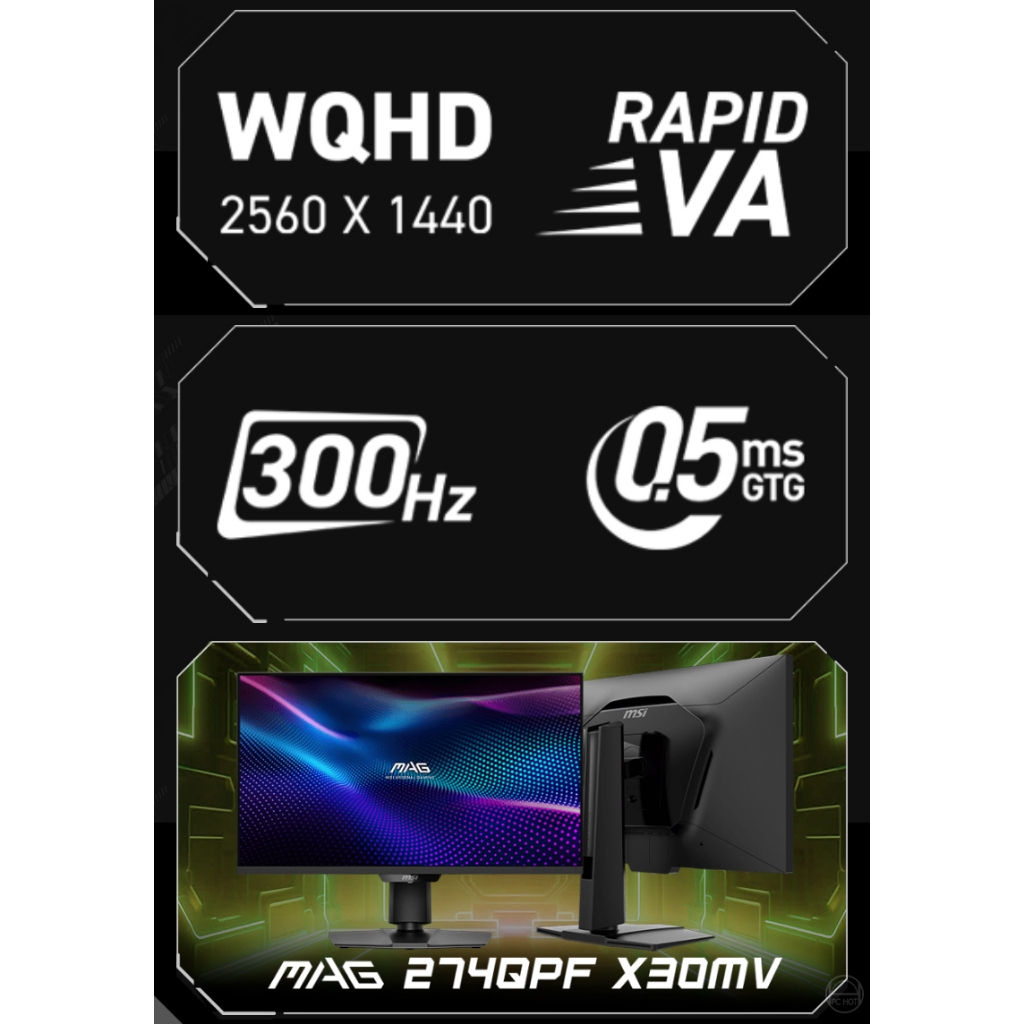 MSI 微星MAG 274QPF X30MV 電競螢幕27吋300Hz 2k VA 0.5ms HDR 可旋轉
