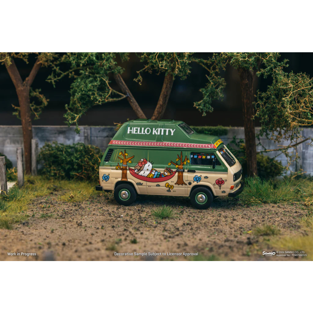 Modèle Réduit 1/64 Volkswagen T3 Van Hello Kitty Camping Par Tarmac Works - Miniature Collection