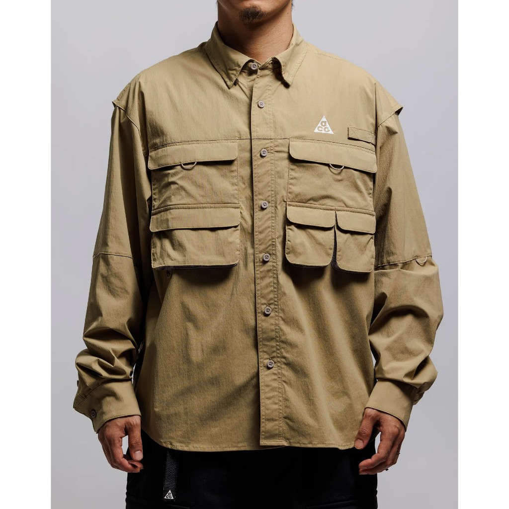 Nike ACG UV 工裝襯衫長袖襯衫多口袋卡其米色Dri-FIT 戶外襯衫現貨