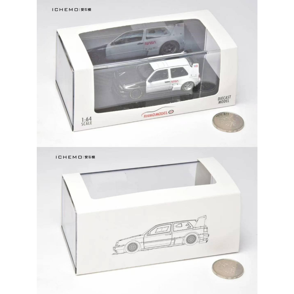 Rhino Model 1/64 福斯Volkswagen Golf MK3 NASA月球概念爆改版碳纖維