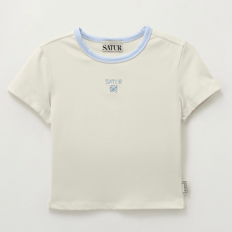 韓國代購🇰🇷 [ SATUR ] 撞色LOGO短袖上衣（W) Apero Crop