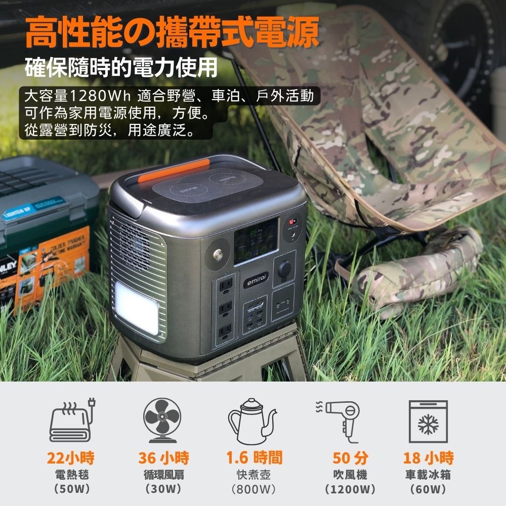 楽天市場】AC100V3ポート 大容量ポータブル電源 1280Wh リン酸鉄