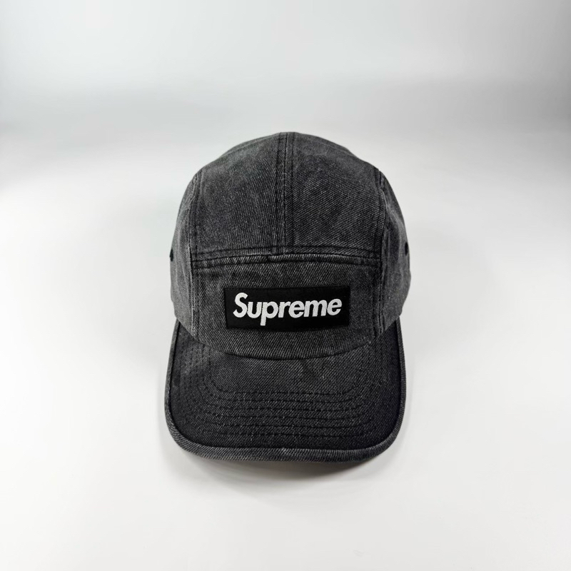 Urban當天出貨》 Supreme帽子五分割帽Denim Camp Cap Washed Black