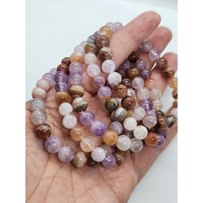 はち✨紫赤瑪瑙自然天珠 無限♾️ 敦煌透紫極光瑪瑙｜高品6A聚寶盆效應♾️紫水晶共生瘋狂瑪瑙