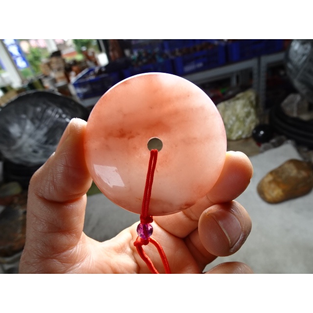 天然清透紅金絲玉*白金絲玉大平安扣→A537含繩| 蝦皮購物