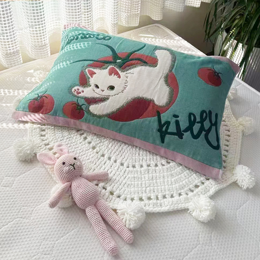 Product image 現貨 V SIX 薇瑟思【 100%純棉 紗布美學緹花枕巾 】52 x 78 cm | 多款花色任選 番茄貓貓