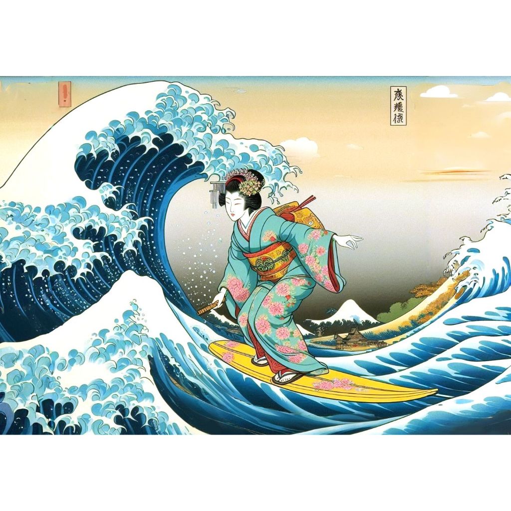 【AI創意T】浮世繪:神奈川沖浪裏,葛飾北齋，把藝術穿在身上，衝浪女孩、潮T【全球只一件、下單即下架】 | 蝦皮購物