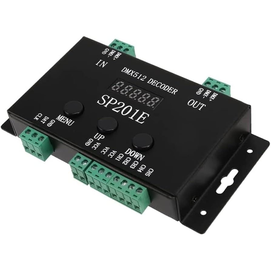 SP201E 幻彩燈條 DMX512訊號 解碼器 LED燈控制器 5通道調光器 PWM調光控制 訊號解碼器 | 蝦皮購物