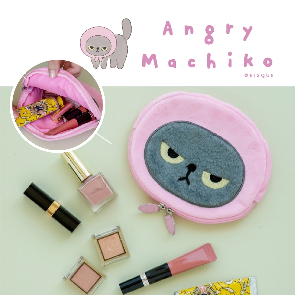 日本進口 生氣氣的 Angry Machiko 化妝包 收納包 憤怒的真知子 隔日到貨 憤怒貓 小黑貓 生活用品 | 蝦皮購物