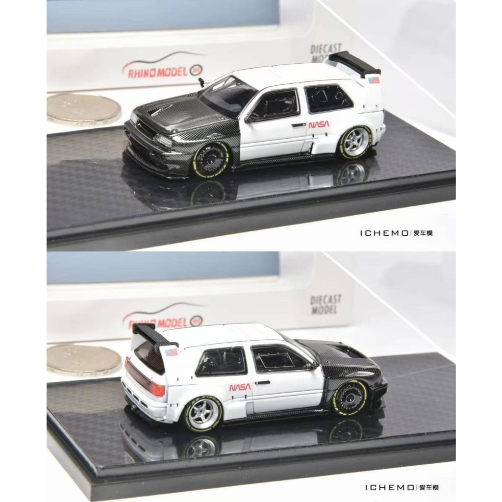 Rhino Model 1/64 福斯Volkswagen Golf MK3 NASA月球概念爆改版碳纖維