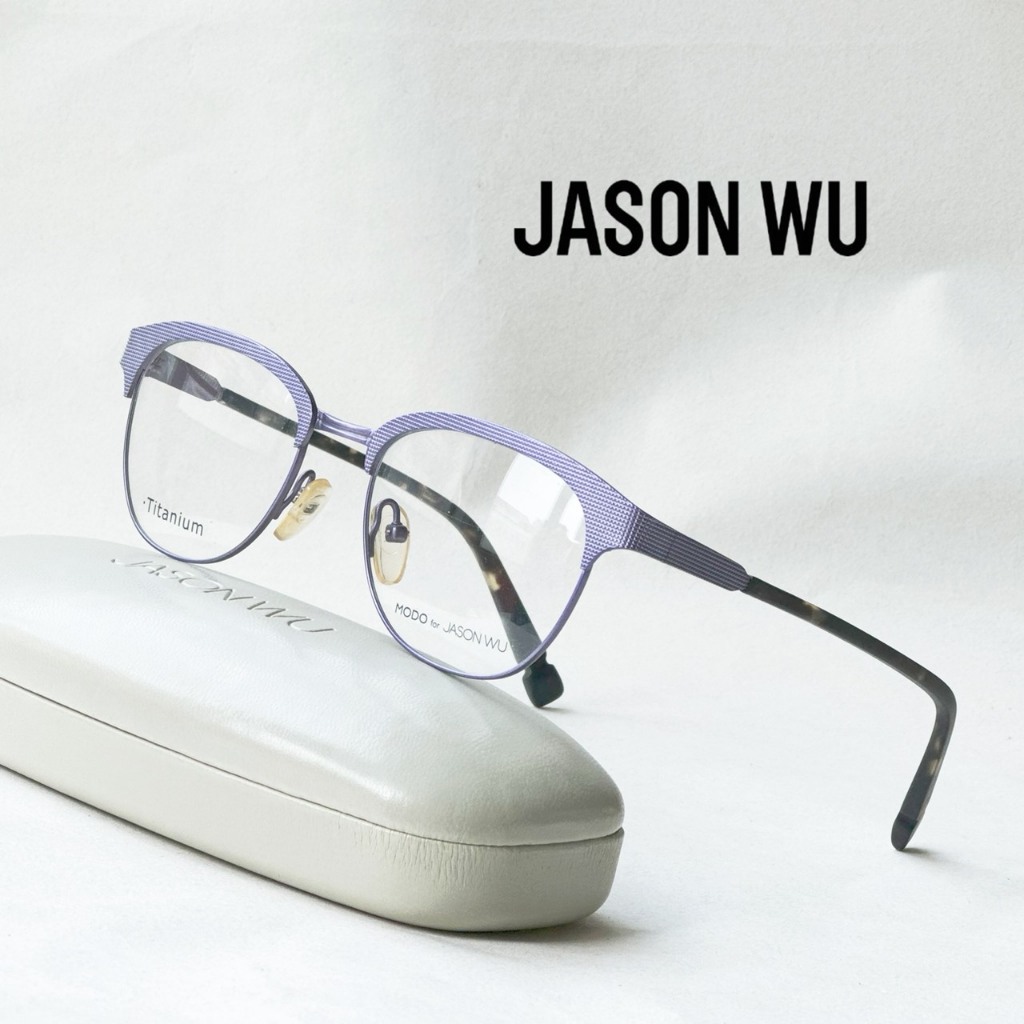 【JASON WU x MODO 聯名款】吳季剛品牌｜壓紋紋理｜紫色金屬框｜眉框｜優雅時尚｜出清｜純鈦｜日本框｜唯光眼鏡 | 蝦皮購物