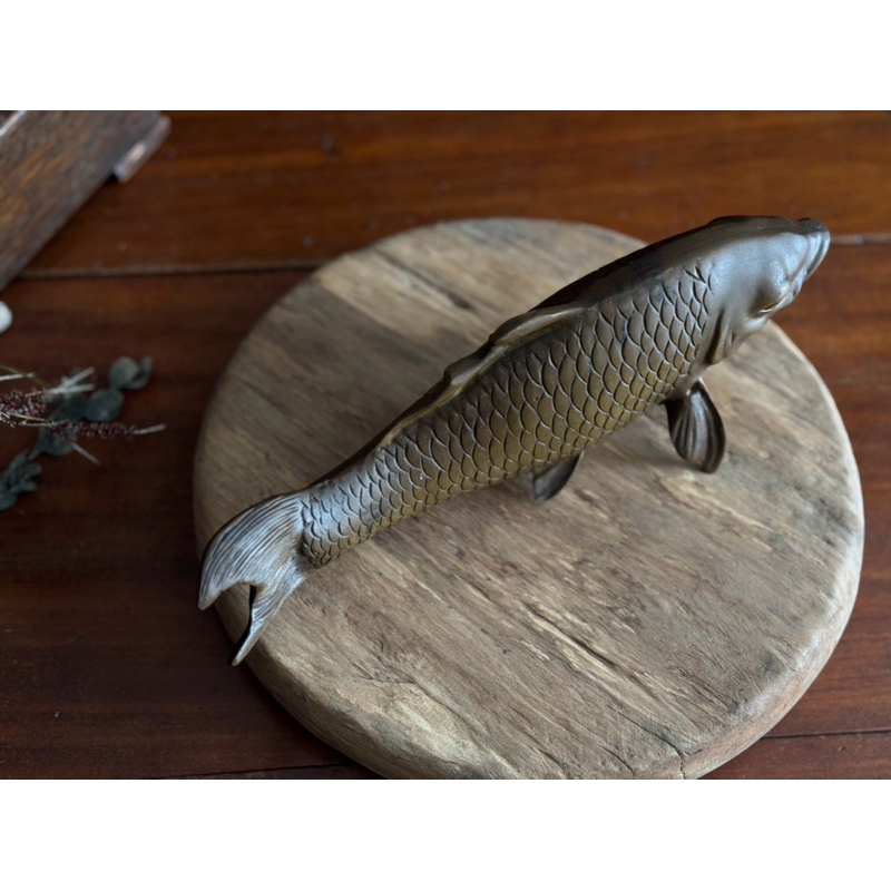銅　魚置物 日本大正老銅釣魚惠比壽擺件，福神招財進財推薦置物銅魚神香薰擺件招財