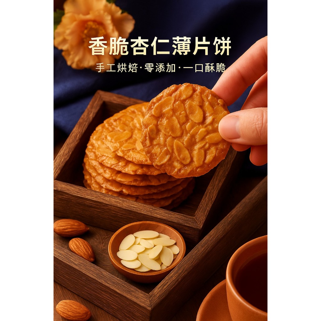 【周傳】杏仁瓦片 杏仁脆片 杏仁餅 手工 製作 餅乾 年貨 茶點 下午茶 點心 台灣 名產 快速出貨 | 蝦皮購物
