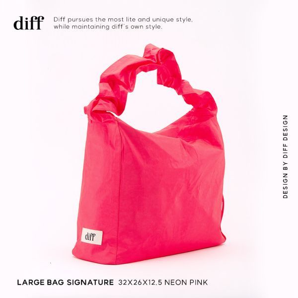 韓國 diff Large Bag Signature 流浪包 經典大款 肩背包 neonpink 台灣唯一正版授權代理 | 蝦皮購物
