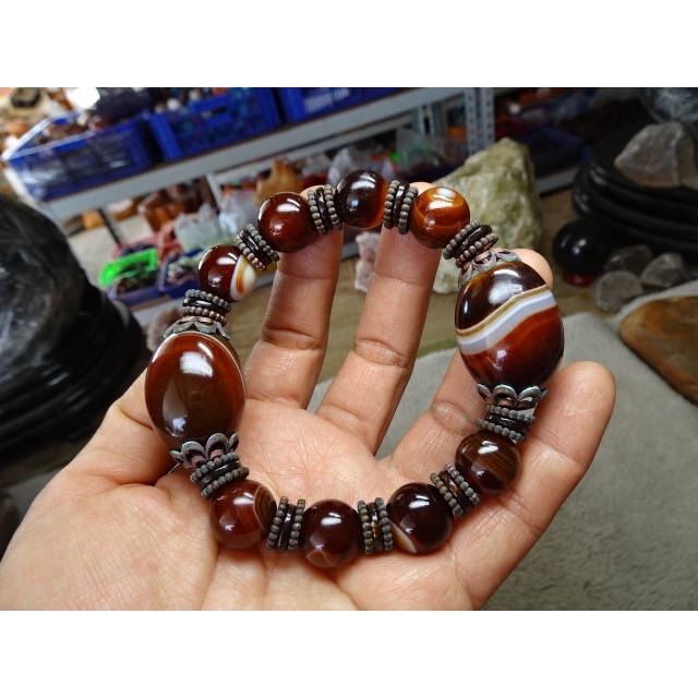 藍金寶石】天然清透藍龍紋*金黃龍紋玉髓*天眼珠蠶絲玉髓雙天珠型+14mm