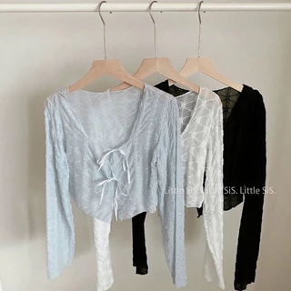 Little SiS. 現貨 🧺🍂𝘼/𝒘 🌰 #2763 (一般/加大)超仙氣甜甜綁帶小罩衫 3colors
