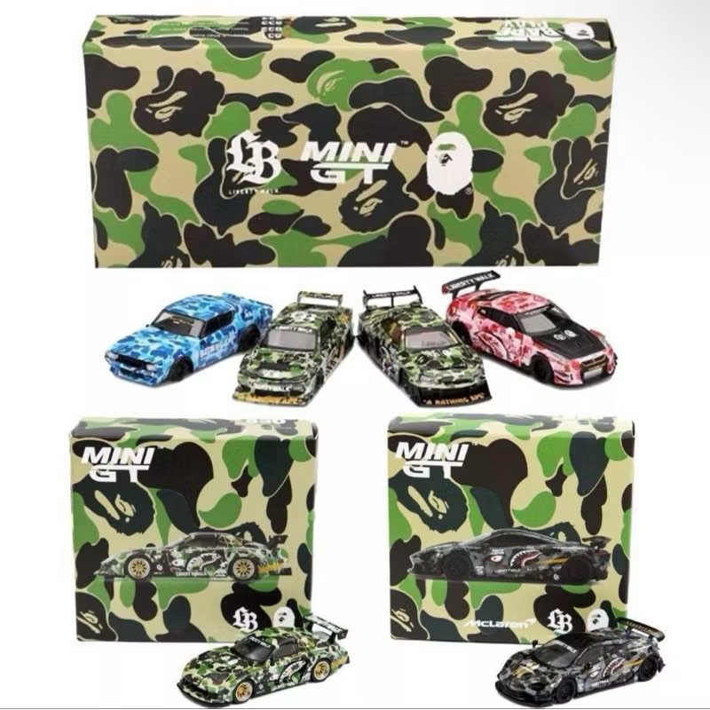 MINI GT 1/64 BAPE x LBWK 東京限定迷彩聯名限定R35 720s S15 合金模型