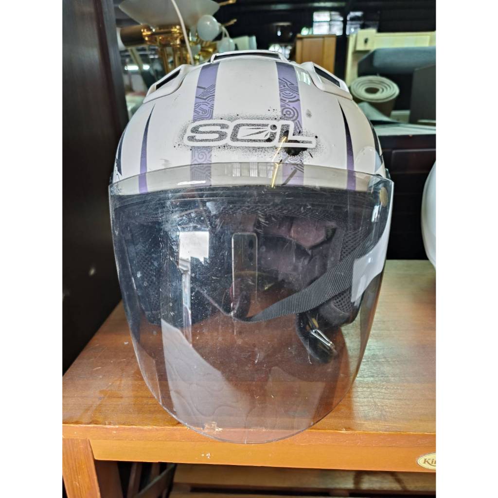 SOL 安全帽 27S SL-27S 貓女 白/紫 半罩式安全帽 3/4罩安全帽 通風透氣 四分之三 雙D扣 抗UV | 蝦皮購物