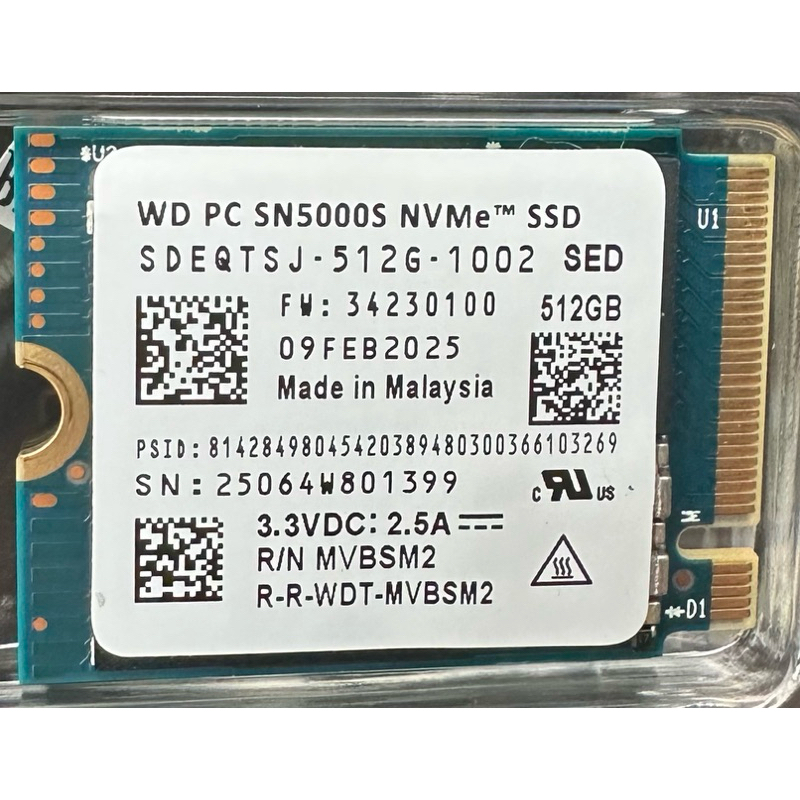WD SN5000S 512G SSD 2230 2242 可用GEN4 NVME PCIE | 蝦皮購物