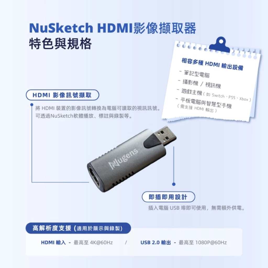 【推薦文章】Nugens NuSketch HDMI 影像擷取器：遠距教學與會議標註的效能神器
