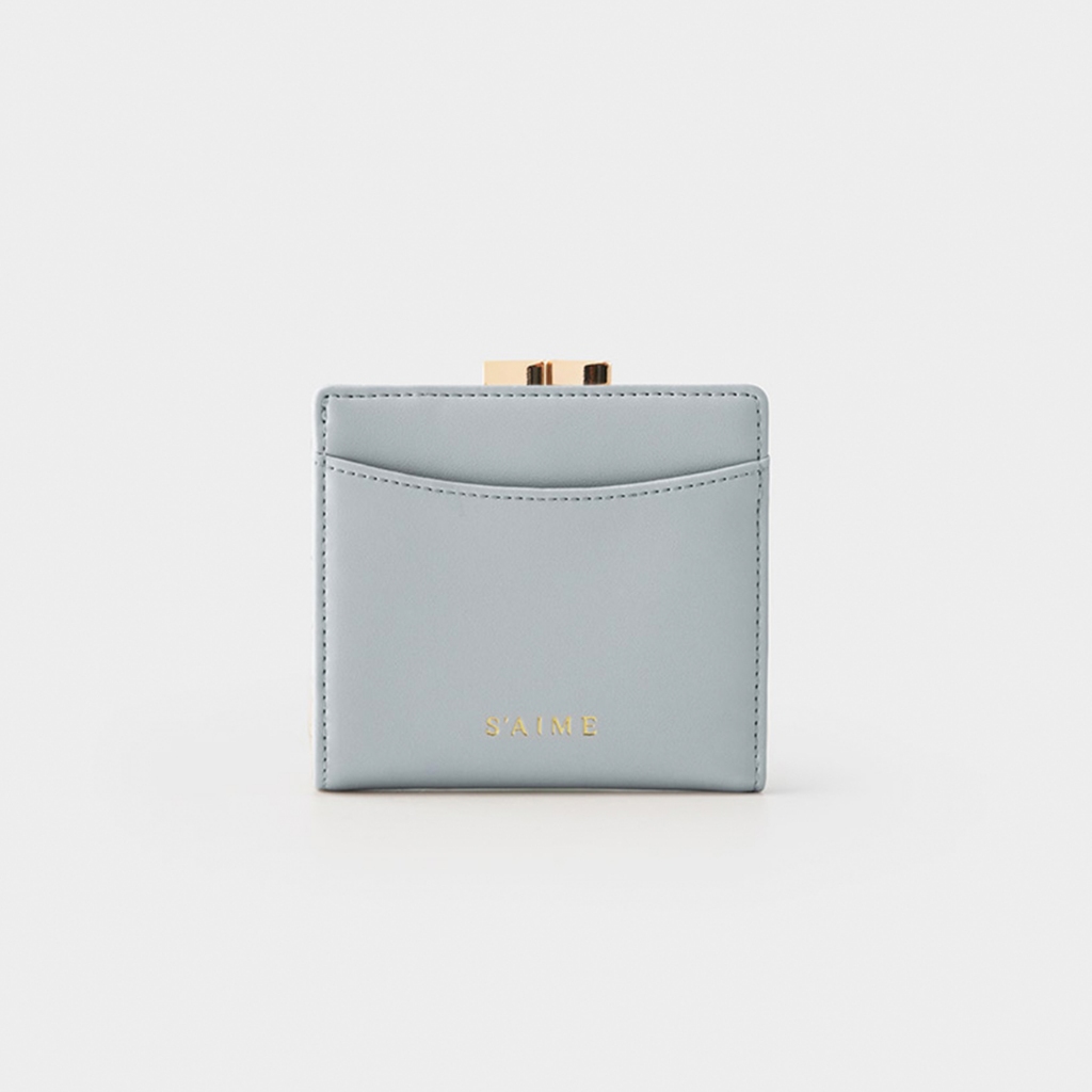 S'AIME 真皮晝夜金屬皮料口金對折短夾真皮短夾對折短夾亮面短夾