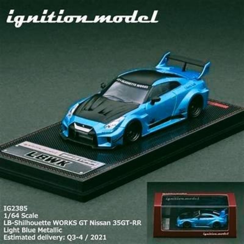IG Model 1:64 高階樹脂車 LBWK Nissan GT-R R35 金屬藍 碳纖維黑蓋塗裝 附膠盒 | 蝦皮購物