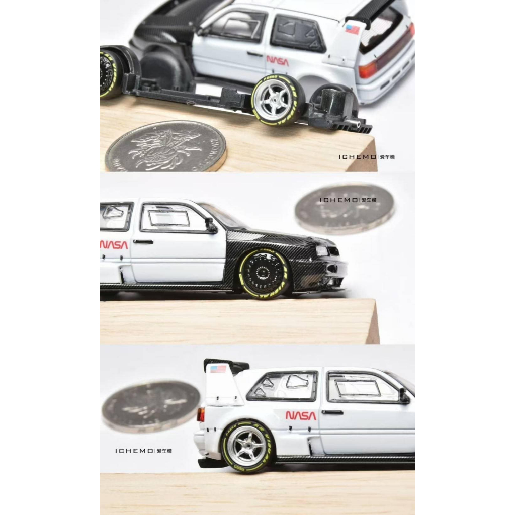 Rhino Model 1/64 福斯Volkswagen Golf MK3 NASA月球概念爆改版碳纖維