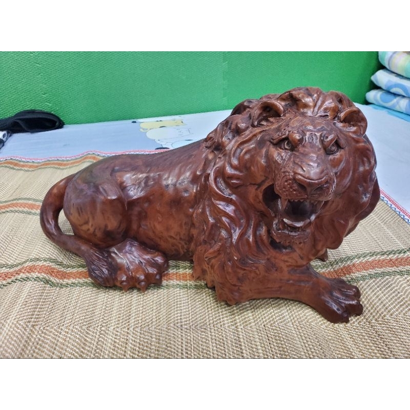 木頭雕刻藝術品（公獅子）霸氣質感，適合做生意| 蝦皮購物