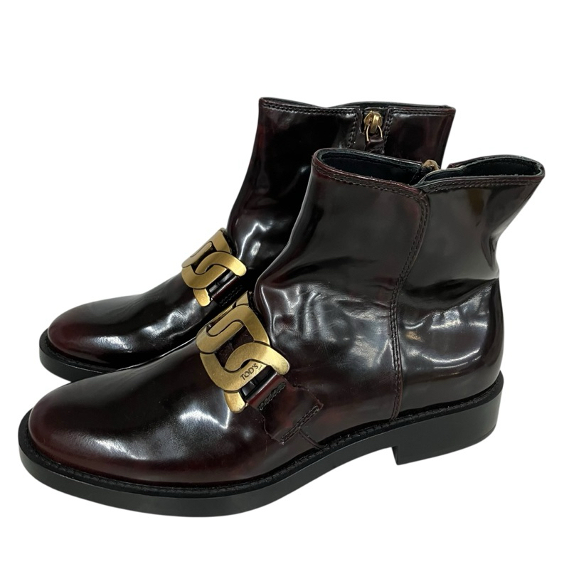 【新莊幸福店】女士 酒紅色 TOD’S 35 SIDE JIPPER BOOTS | 蝦皮購物