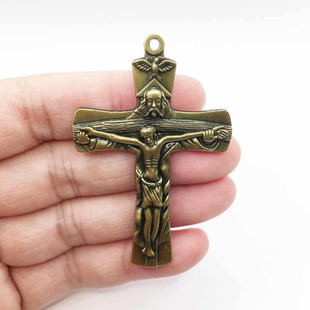 天主教聖物 天主聖三 仿古銅 耶穌受難 十字架 吊墜 Catholic Art 《無附鍊》 | 蝦皮購物