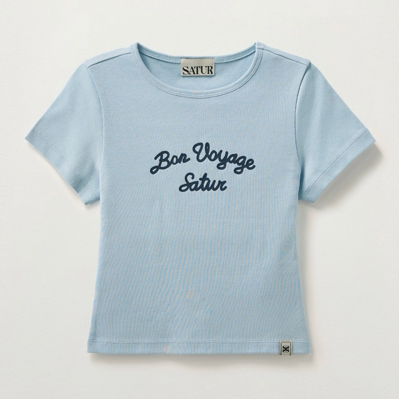 Tシャツ・カットソー SATUR W Bon Voyage Slim Fit Crop T-Shirt Cream MUSINSA | SATUR (W) Bon Voyage Slim Fit Crop T-Shirt White