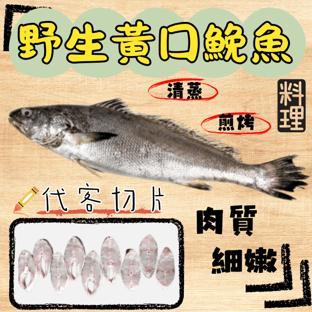 【漁家小妹】野生黃嘴鮸魚 8~12kg 整尾代切 黃嘴鮸魚 鮸魚 台灣鮸魚 鮸魚切片 鮸魚肉 | 蝦皮購物