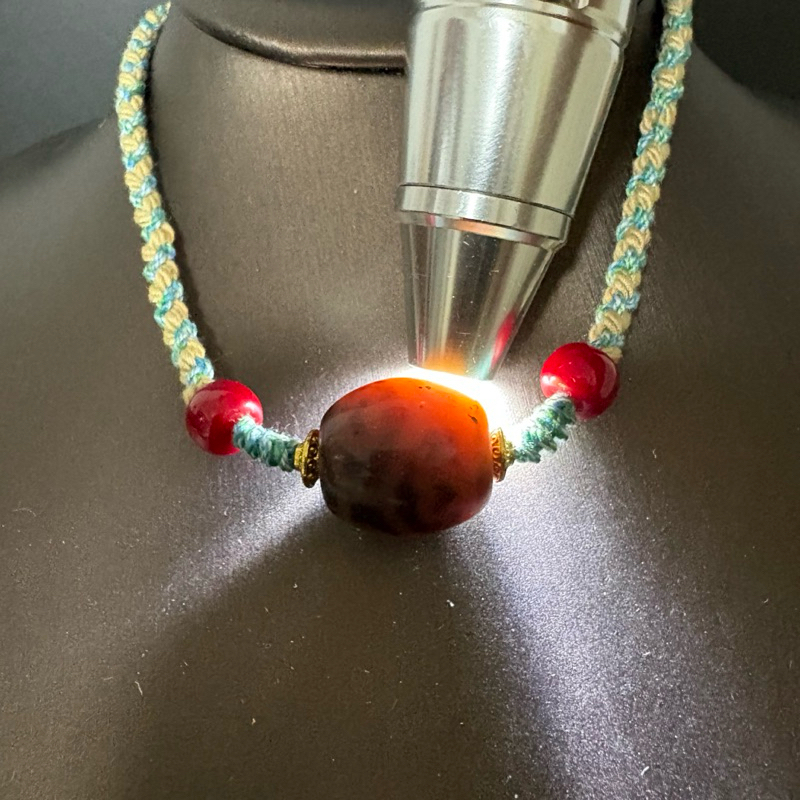 藏區老物件】80.天然瑪瑙龜甲六辦蓮花達落天珠手作項鍊帶硃砂點#福運