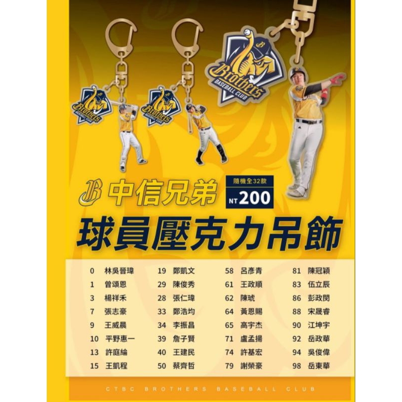 中信兄弟 中信象 兄弟象 球員壓克力吊飾 單售 | 蝦皮購物