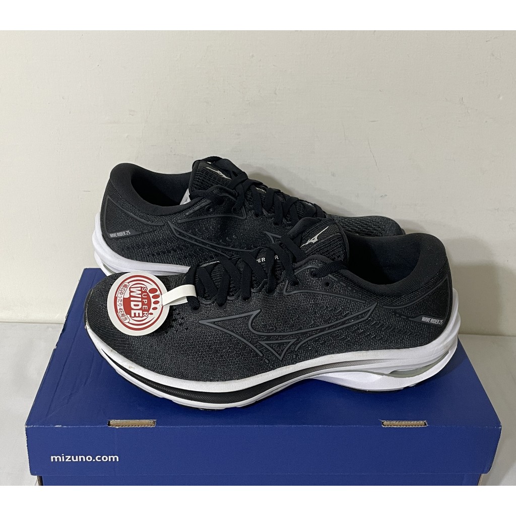 【BOBO】MIZUNO WAVE RIDER 25 (4E寬楦) 黑灰 避震慢跑鞋 女 J1GD210634 | 蝦皮購物