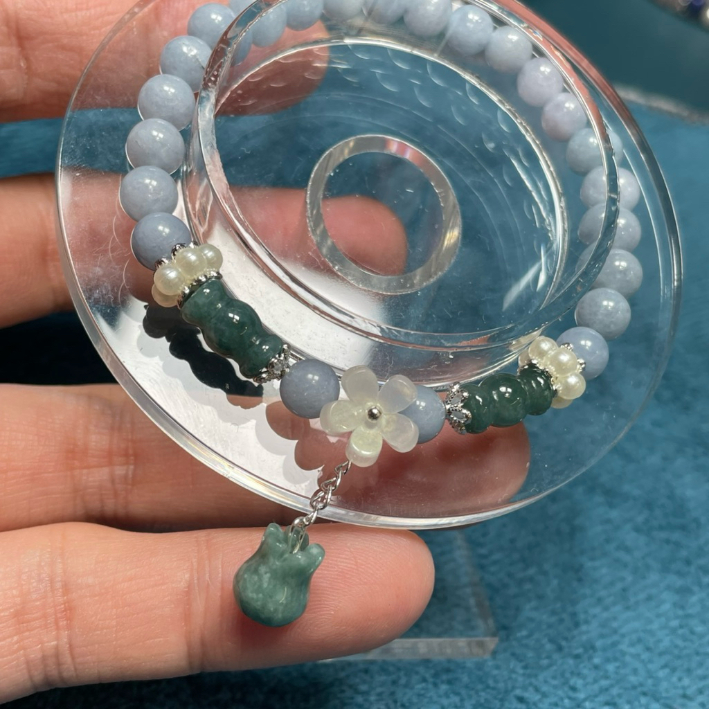 藍天使石+翡翠設計款 藍天使石 6.4咪15.8圍 | 蝦皮購物