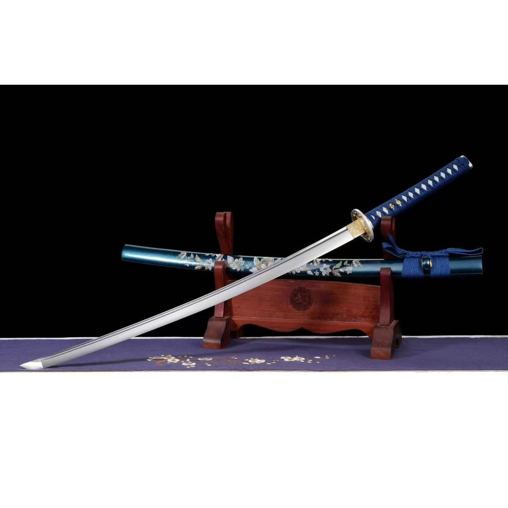 【廠家直銷】藍影武士刀 日式刀 收藏裝飾刀 中長硬刀 居合道練習刀 Katana 戶外防身武術大刀 指揮刀 東洋刀未開刃 | 蝦皮購物