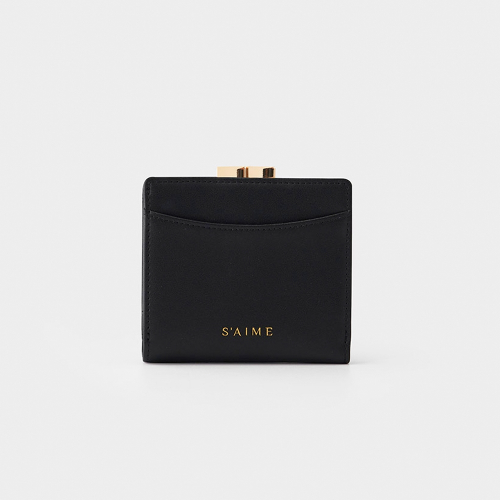 ★S'AIME 真皮口金對折短夾 折り畳み レザー がま口財布/送料込 S'AIME 真皮/ 晝夜金屬皮料口金對折短夾| 蝦皮購物