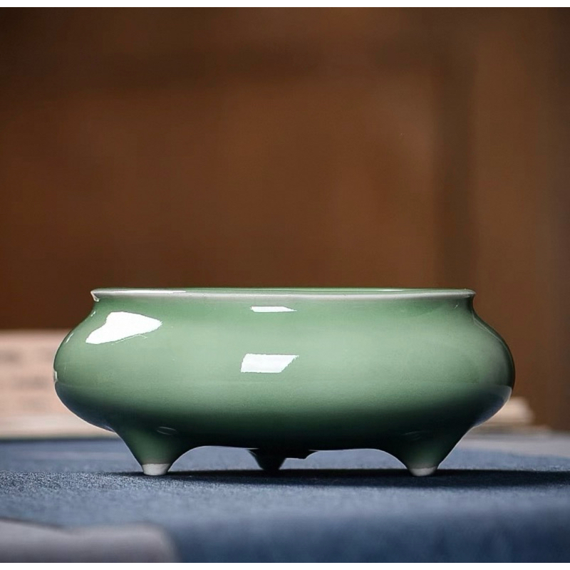 府城馫興堂】汝窯青瓷香爐✨ 寬10.8 × 高5.5 × 口徑7.8公分✨ ｜香爐