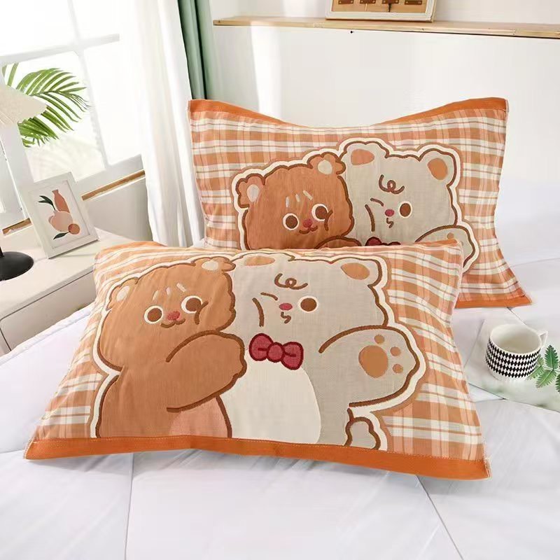 Product image 現貨 V SIX 薇瑟思【 100%純棉 紗布美學緹花枕巾 】52 x 78 cm | 多款花色任選 軟萌熊熊