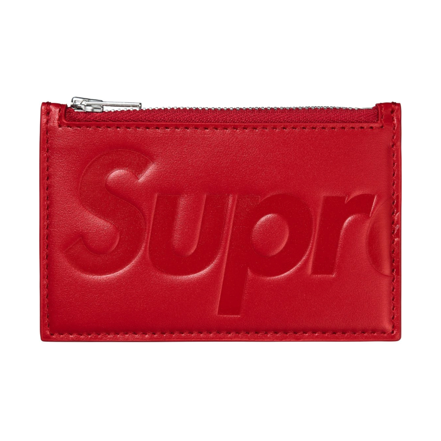 SUPREME LEATHER ZIP CARD HOLDER 小牛皮卡夾零錢包錢包黑紅迷彩