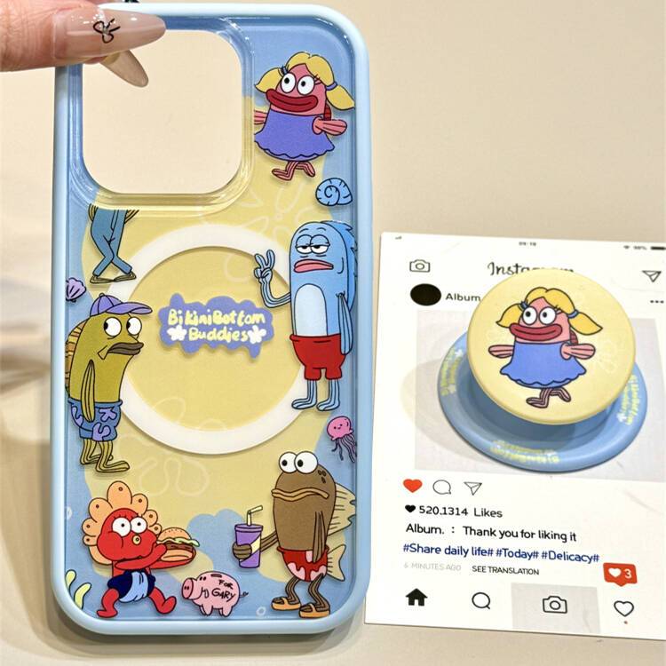 動漫卡通比奇堡醜魚 二合一磁吸支架殼 適用iPhone 17 13 14 15 16 Pro Max 17Pro 手機殼 | 蝦皮購物