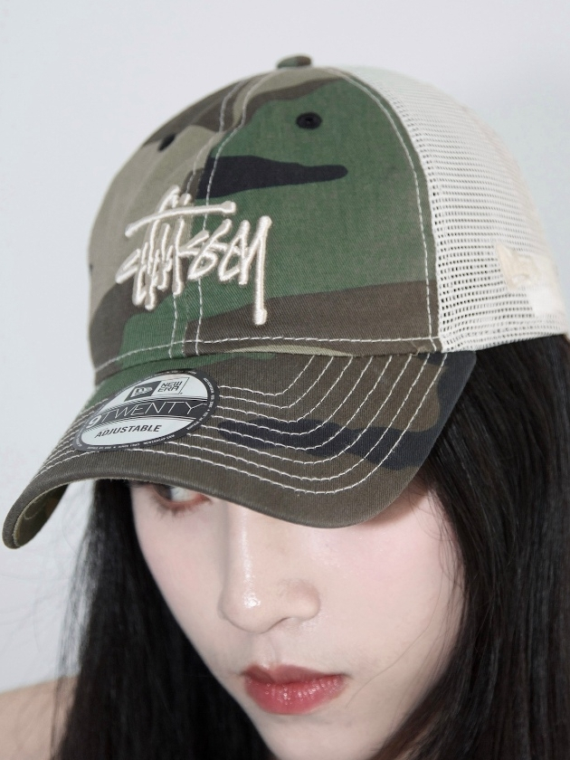 STUSSY NEW ERA 9 TWENTY BASIC TRUCKER 迷彩 Stussy New Era 9Twenty Basic Trucker Woodland Camo Men's