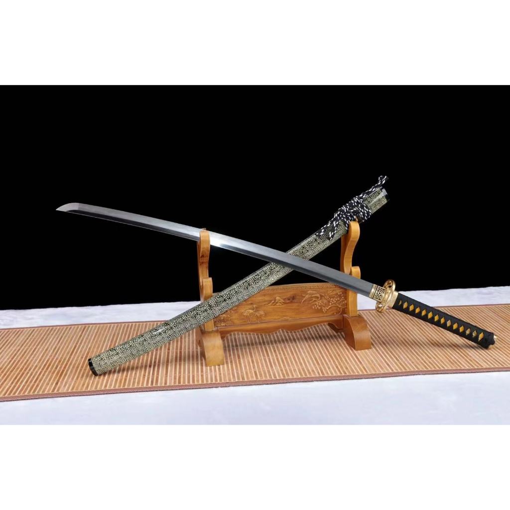 【精美武士刀】花紋鋼燒刃三色研磨日式刀 一體金屬刀 中長硬刀 居合道練習刀 Katana 戶外防身 指揮刀 東洋刀未開刃 | 蝦皮購物