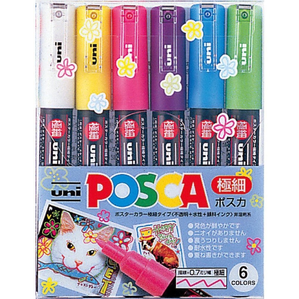 三菱鉛筆 水性筆 POSCA 超細 6色 PC1M6C Japan Stationery | 蝦皮購物