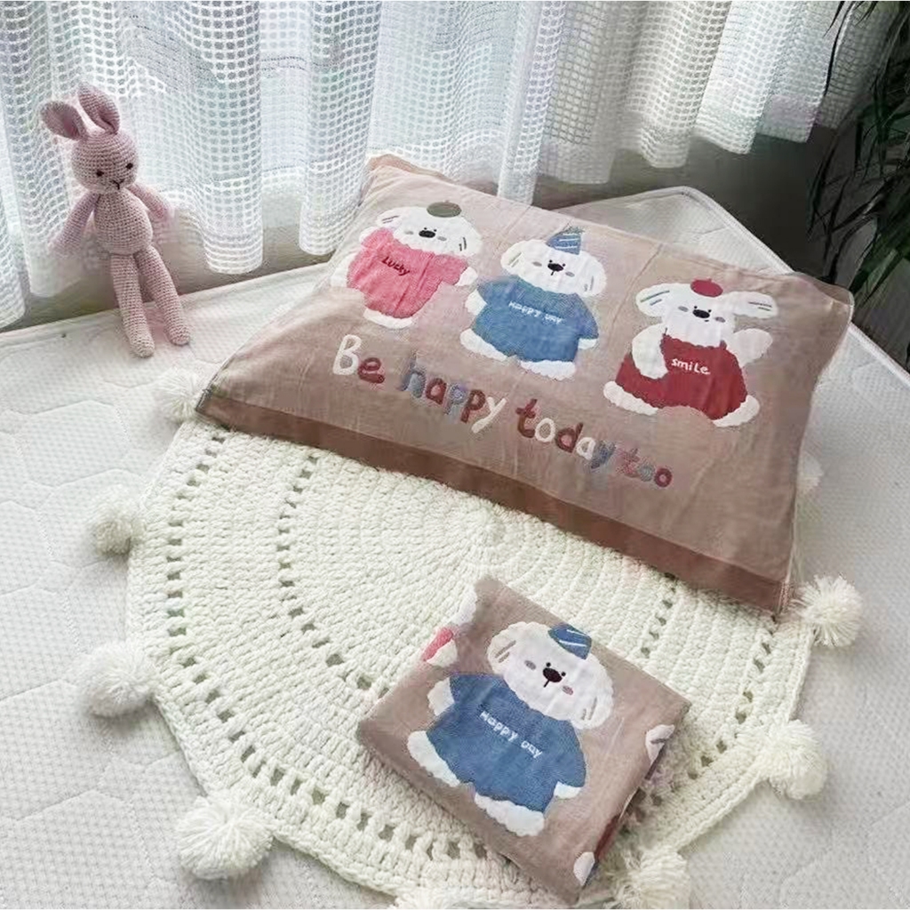 Product image 現貨 V SIX 薇瑟思【 100%純棉 紗布美學緹花枕巾 】52 x 78 cm | 多款花色任選 狗狗三兄弟