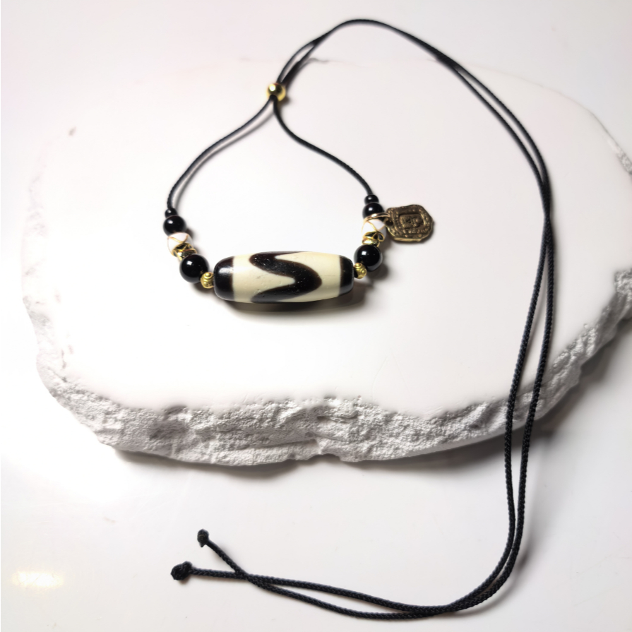 貴重！藏傳天珠★龍眼天珠(小)★ 藏珠家天珠》精品50mm龍鳳+金剛杵天眼天珠項鍊藏珠家天珠
