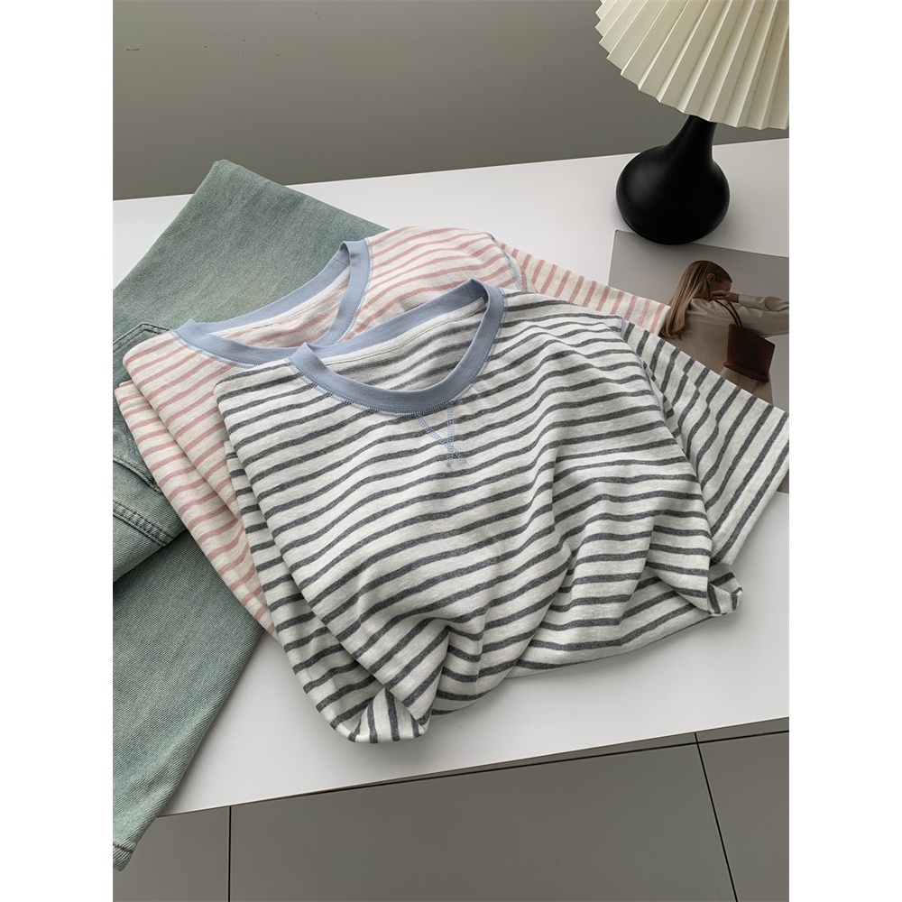 ♡MiReiSHOP♡韓系明線設計撞色條紋圓領短袖T恤【M0504-6】 | 蝦皮購物